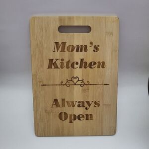 NEW Bamboo Cutting Board Laser Engraved With Mom Saying Approx. 9 1/2" X 13 1/2"